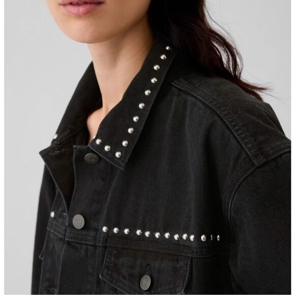 Gap Studded Oversized Icon Denim Jacket Size XL - Picture 2 of 9